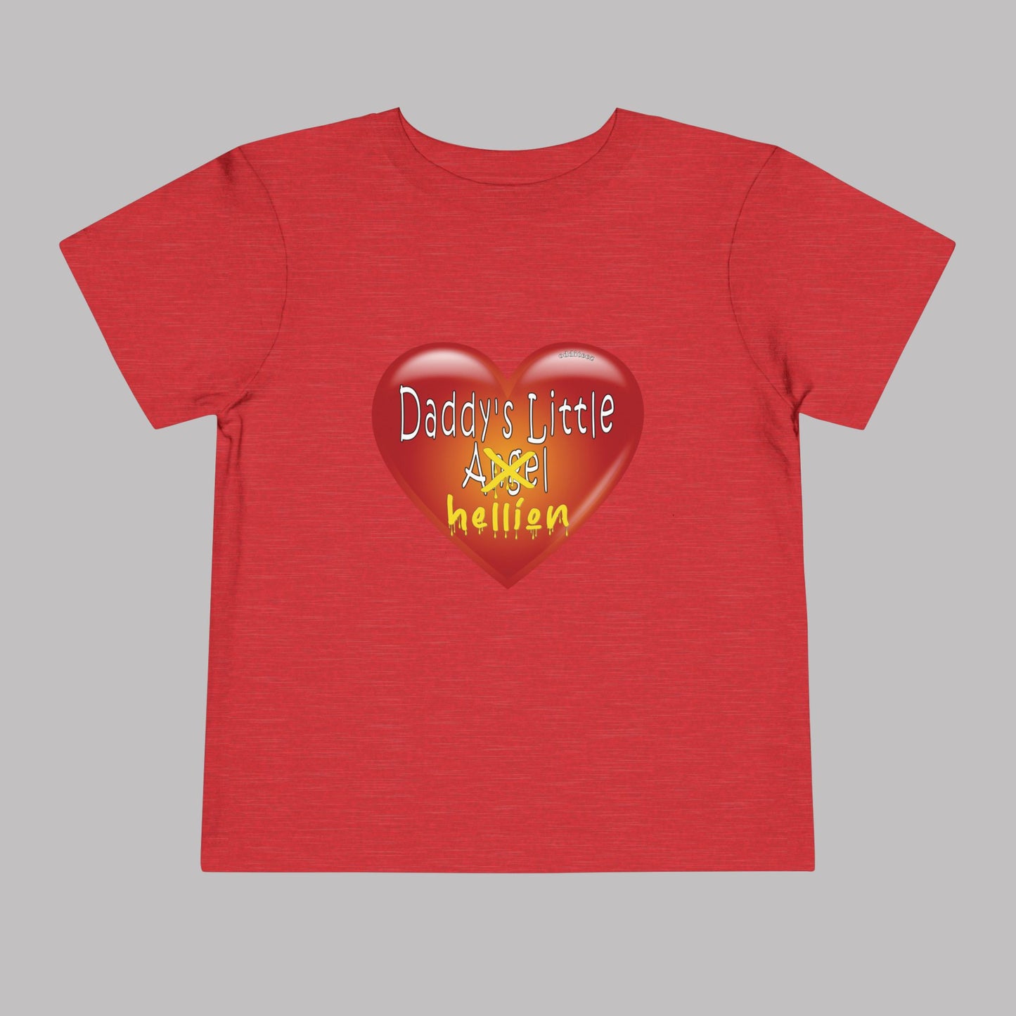 "Daddy's Little Hellion" Big Heart design, Unisex Toddler Short-Sleeve Graphic Print T-shirts
