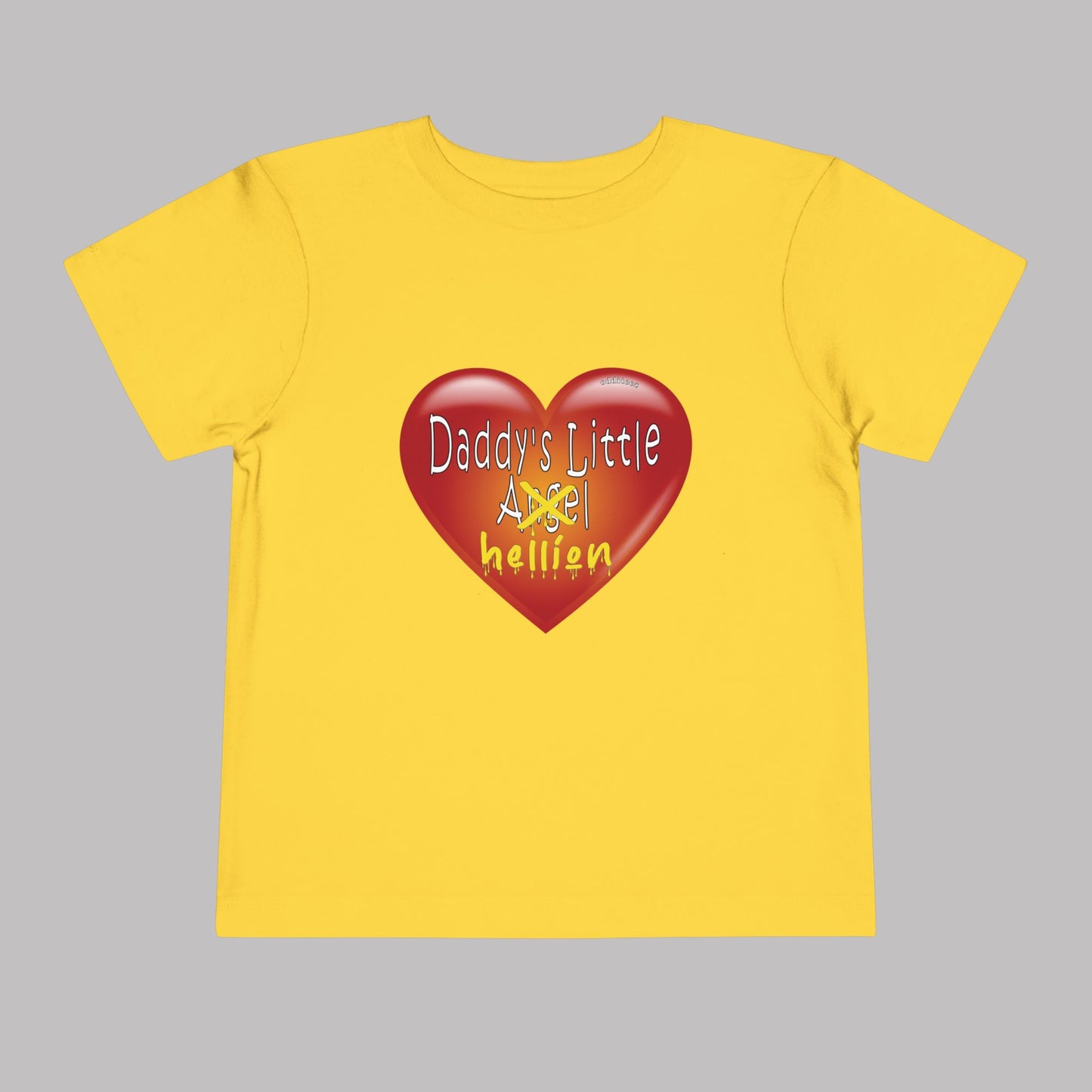 "Daddy's Little Hellion" Big Heart design, Unisex Toddler Short-Sleeve Graphic Print T-shirts