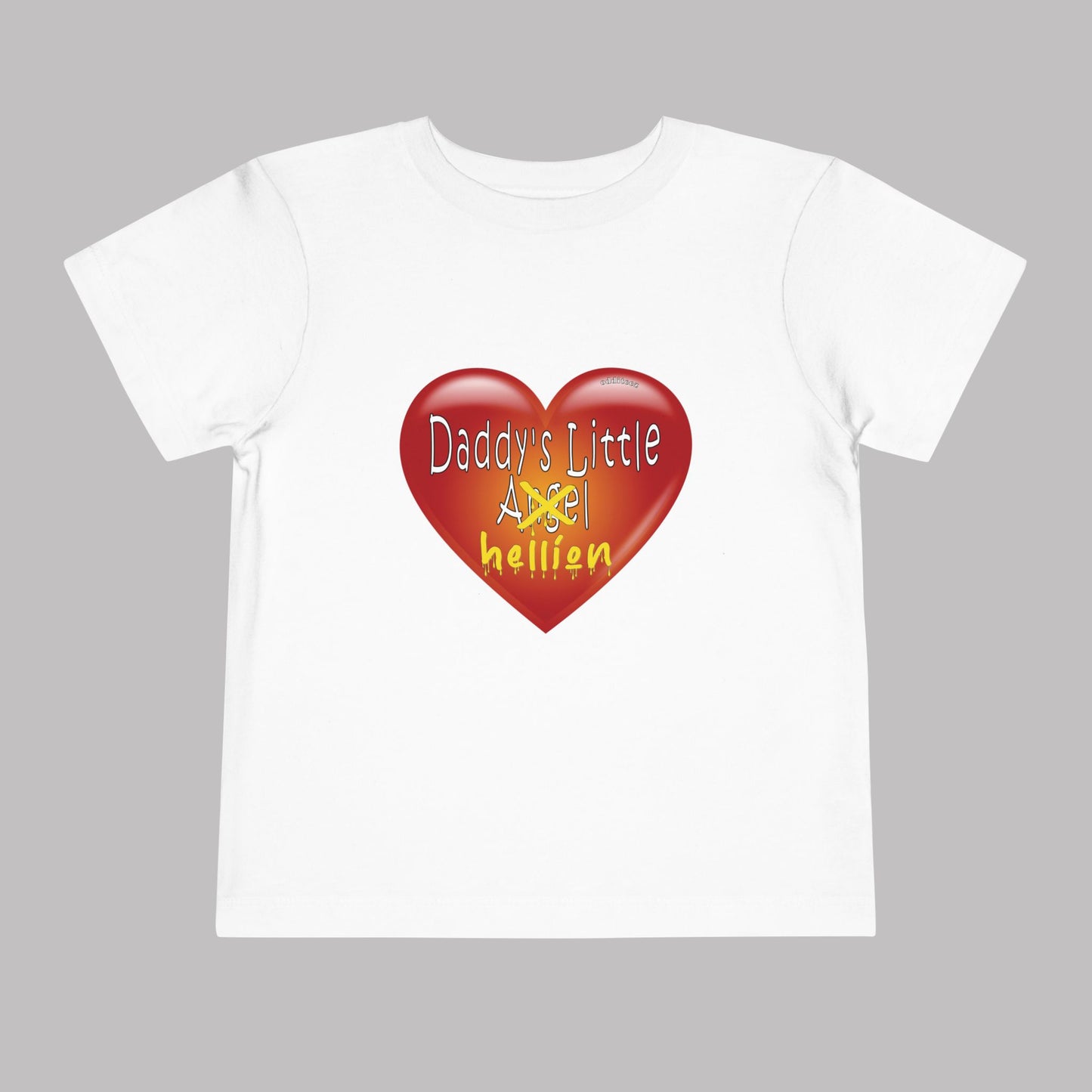 "Daddy's Little Hellion" Big Heart design, Unisex Toddler Short-Sleeve Graphic Print T-shirts