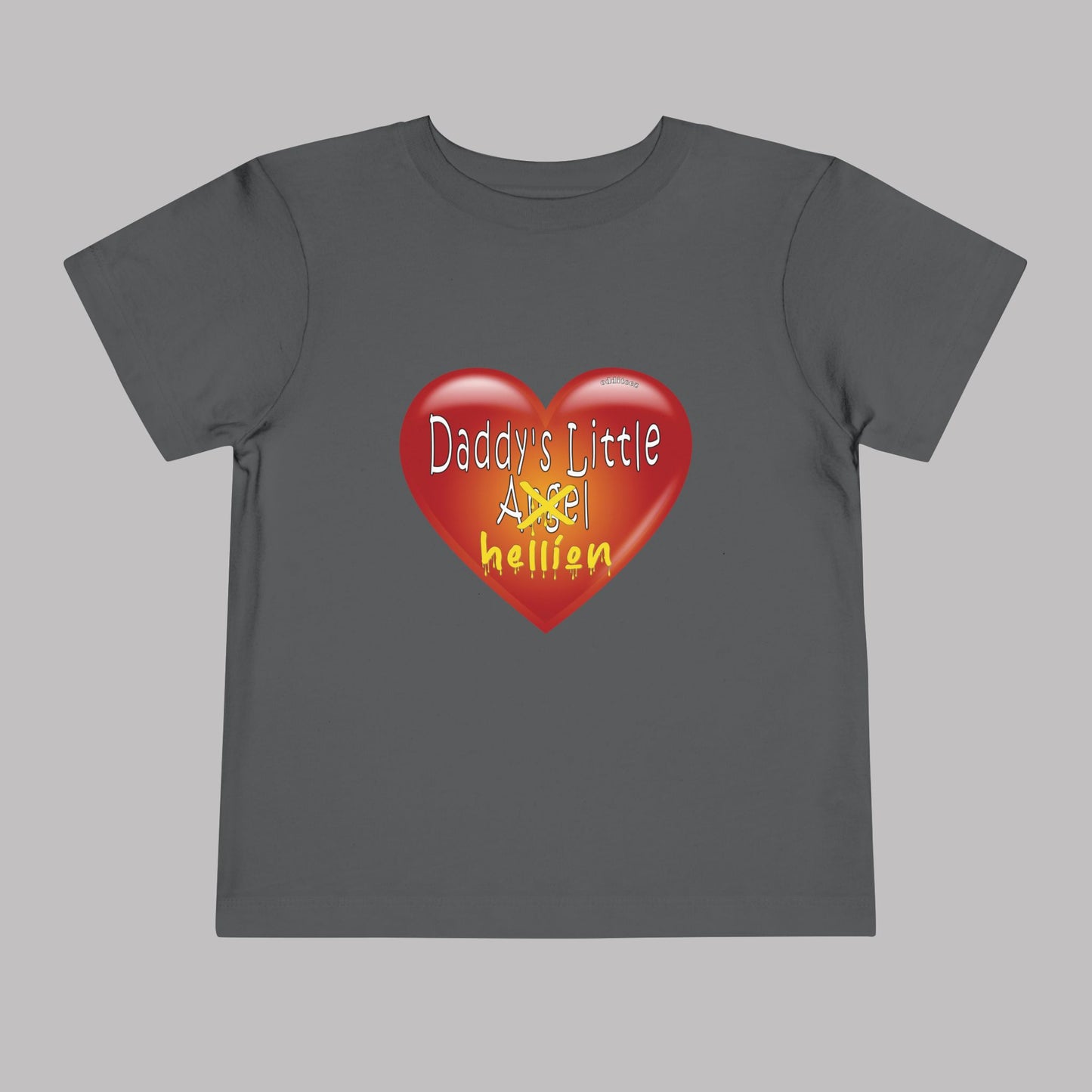 "Daddy's Little Hellion" Big Heart design, Unisex Toddler Short-Sleeve Graphic Print T-shirts