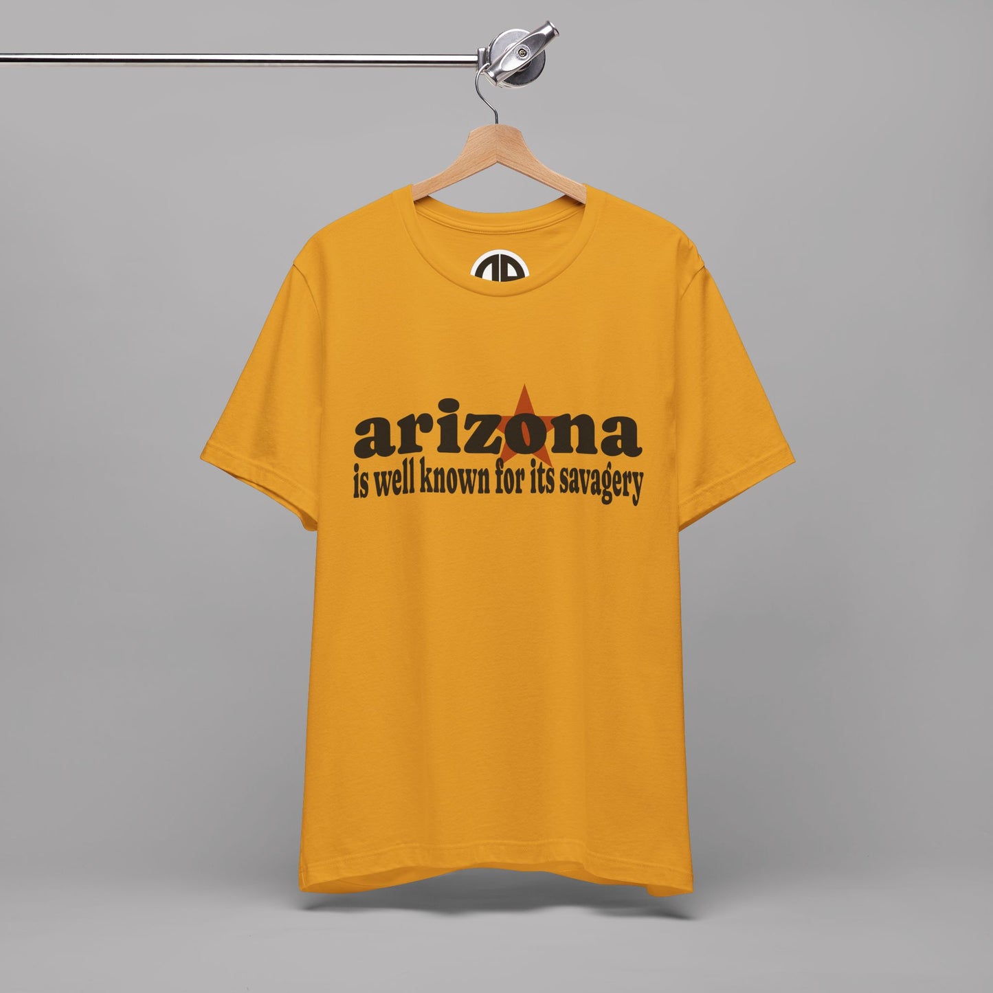 “Arizona is well known for its savagery” Sarcastic Quote Classic All-Black letters design, Unisex Adult Short-Sleeve Graphic Print T-Shirts