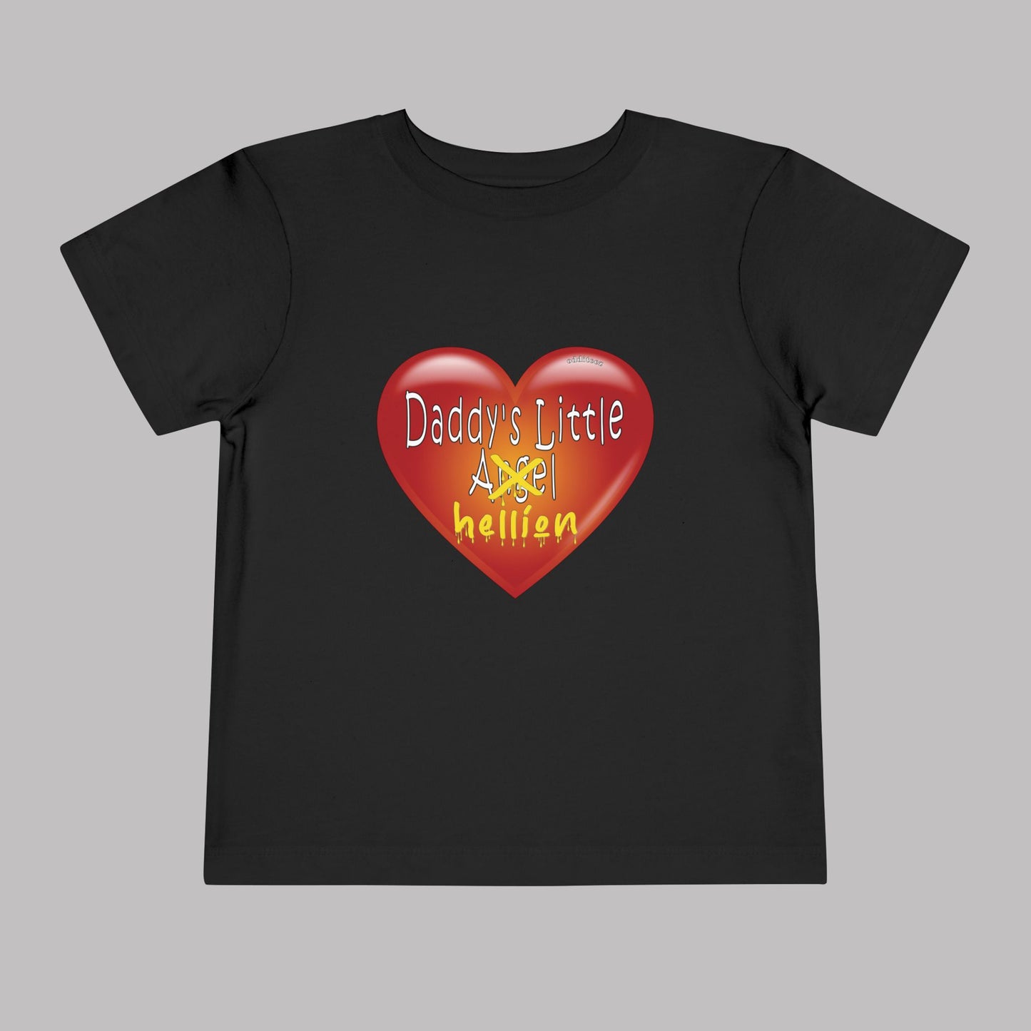 "Daddy's Little Hellion" Big Heart design, Unisex Toddler Short-Sleeve Graphic Print T-shirts