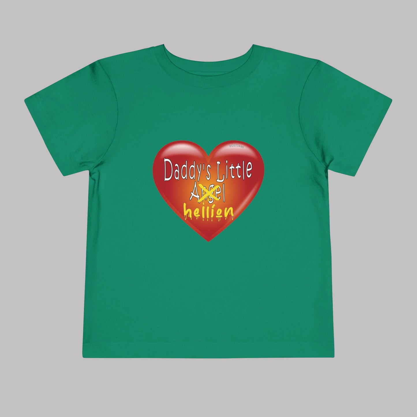"Daddy's Little Hellion" Big Heart design, Unisex Toddler Short-Sleeve Graphic Print T-shirts
