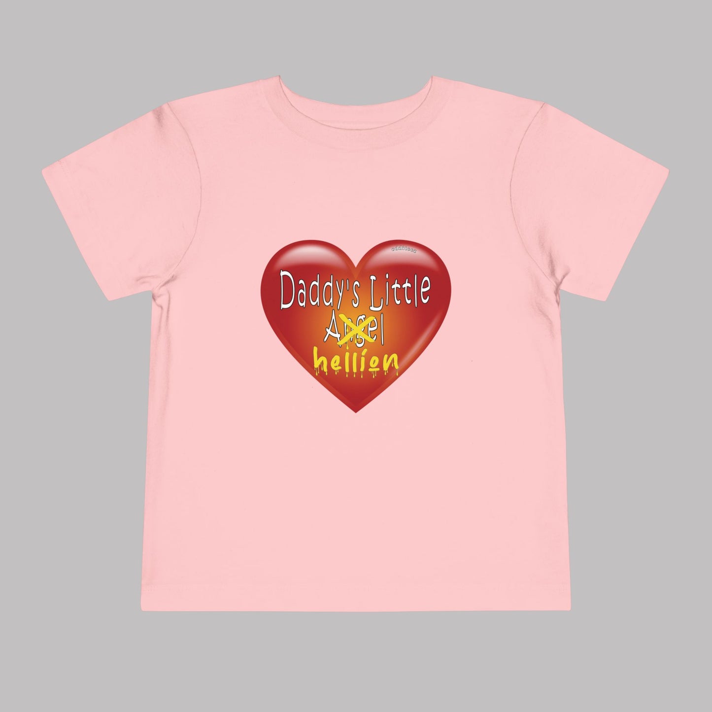 "Daddy's Little Hellion" Big Heart design, Unisex Toddler Short-Sleeve Graphic Print T-shirts