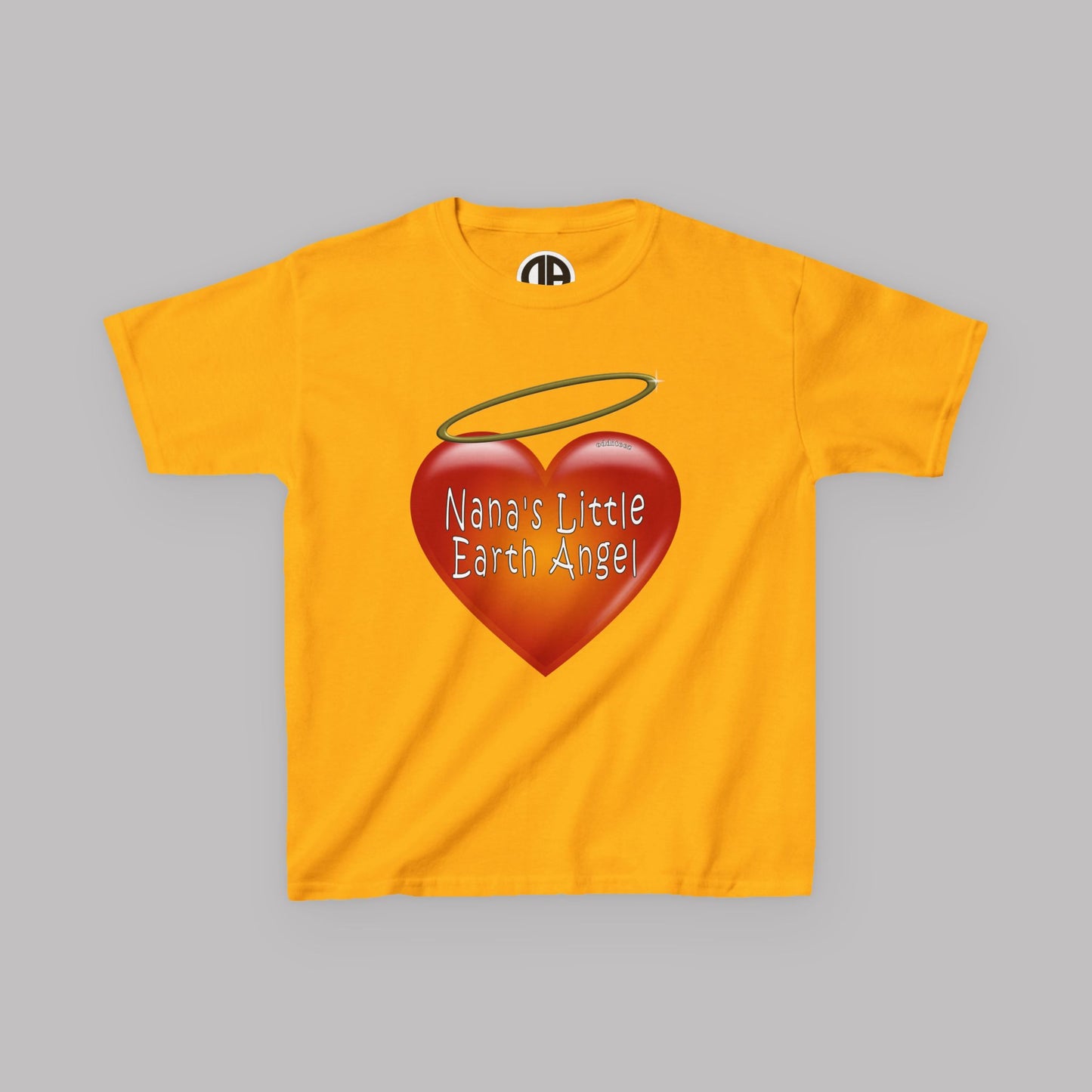 "Nana's Little Earth Angel" Big Heart design, Unisex Kids' Short-Sleeve Heavy Cotton™ T-shirts
