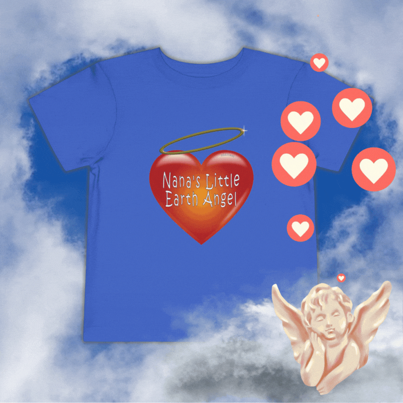 "Nana's Little Earth Angel" Big Heart design, Unisex Toddler Short-Sleeve Graphic Print T-shirts