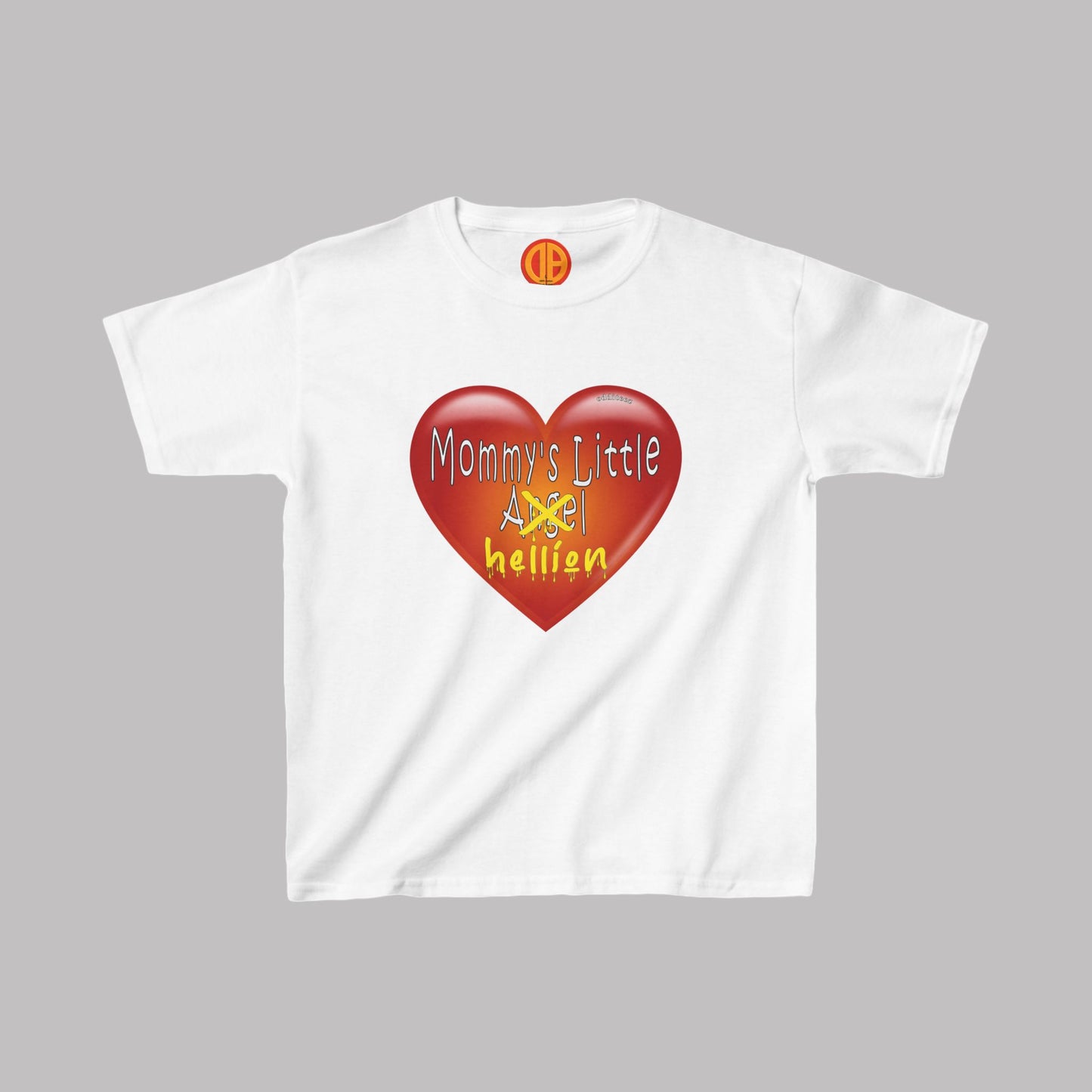 "Mommy's Little Hellion" heart design, Unisex Kids Short-Sleeve Heavy Cotton™ T-shirts