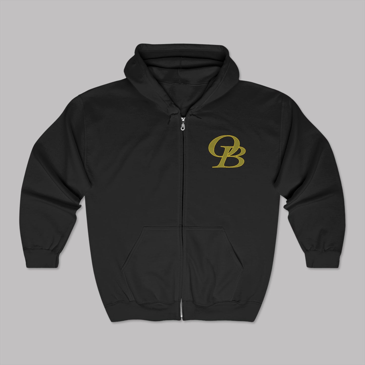 Golden Varsity Letters logo design, Unisex Premium Heavy Blend™ Full-Zip Hoodie Sweater