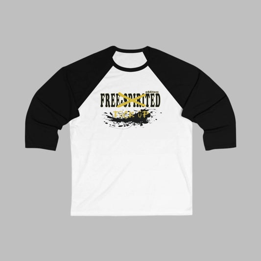 "Free-Spirited" graffiti design, Unisex Premium Tri-Blend 3/4 Baseball Sleeve T-Shirt