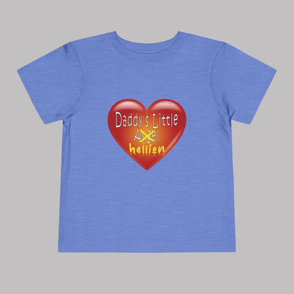 "Daddy's Little Hellion" Big Heart design, Unisex Toddler Short-Sleeve Graphic Print T-shirts