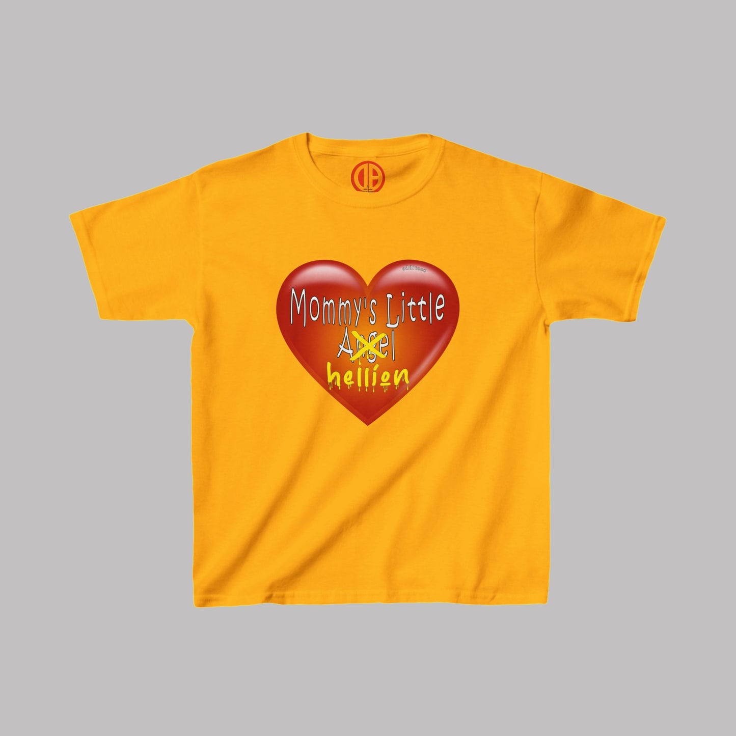 "Mommy's Little Hellion" heart design, Unisex Kids Short-Sleeve Heavy Cotton™ T-shirts