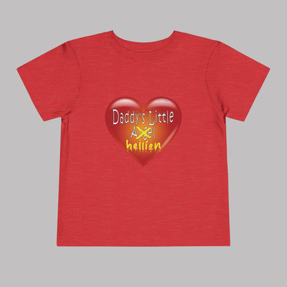 "Daddy's Little Hellion" Big Heart design, Unisex Toddler Short-Sleeve Graphic Print T-shirts