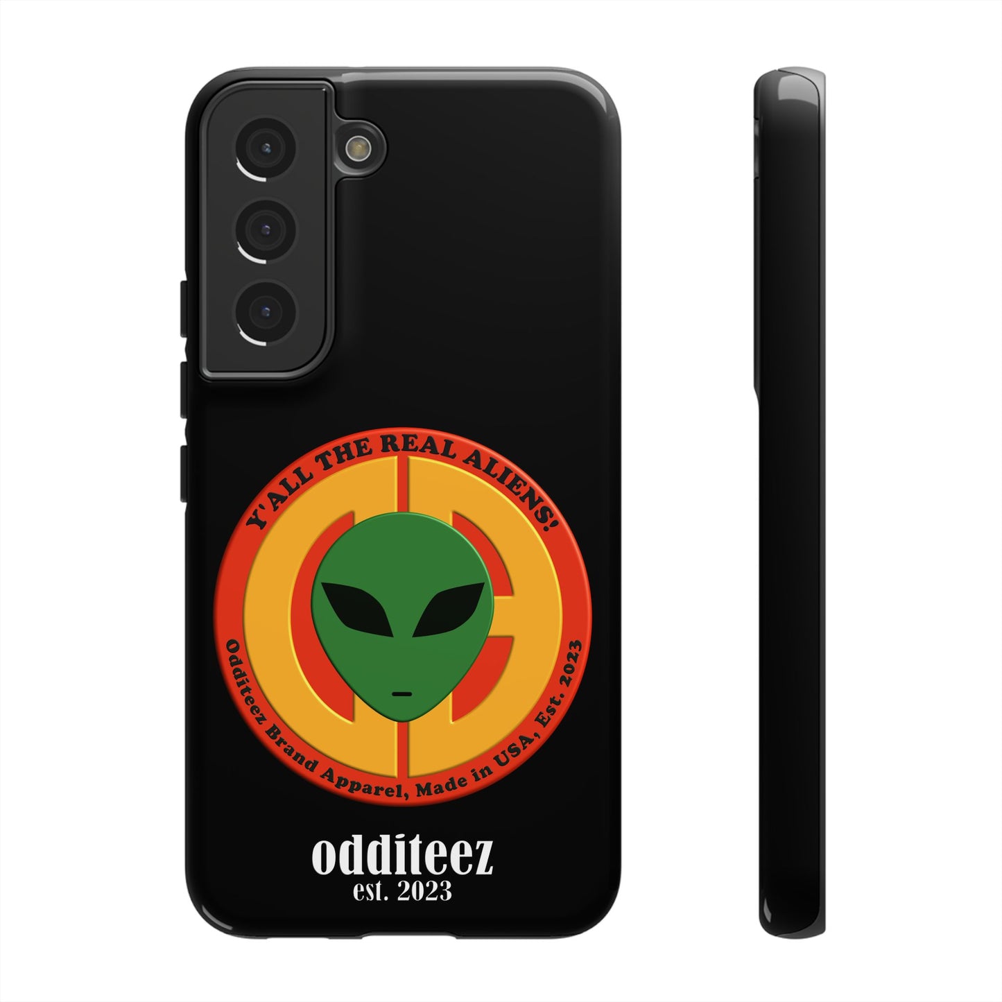 "Y'all the Real Aliens!" Black Glossy Tough Phone Cover Cases for iPhone, Samsung & Google Pixel phones