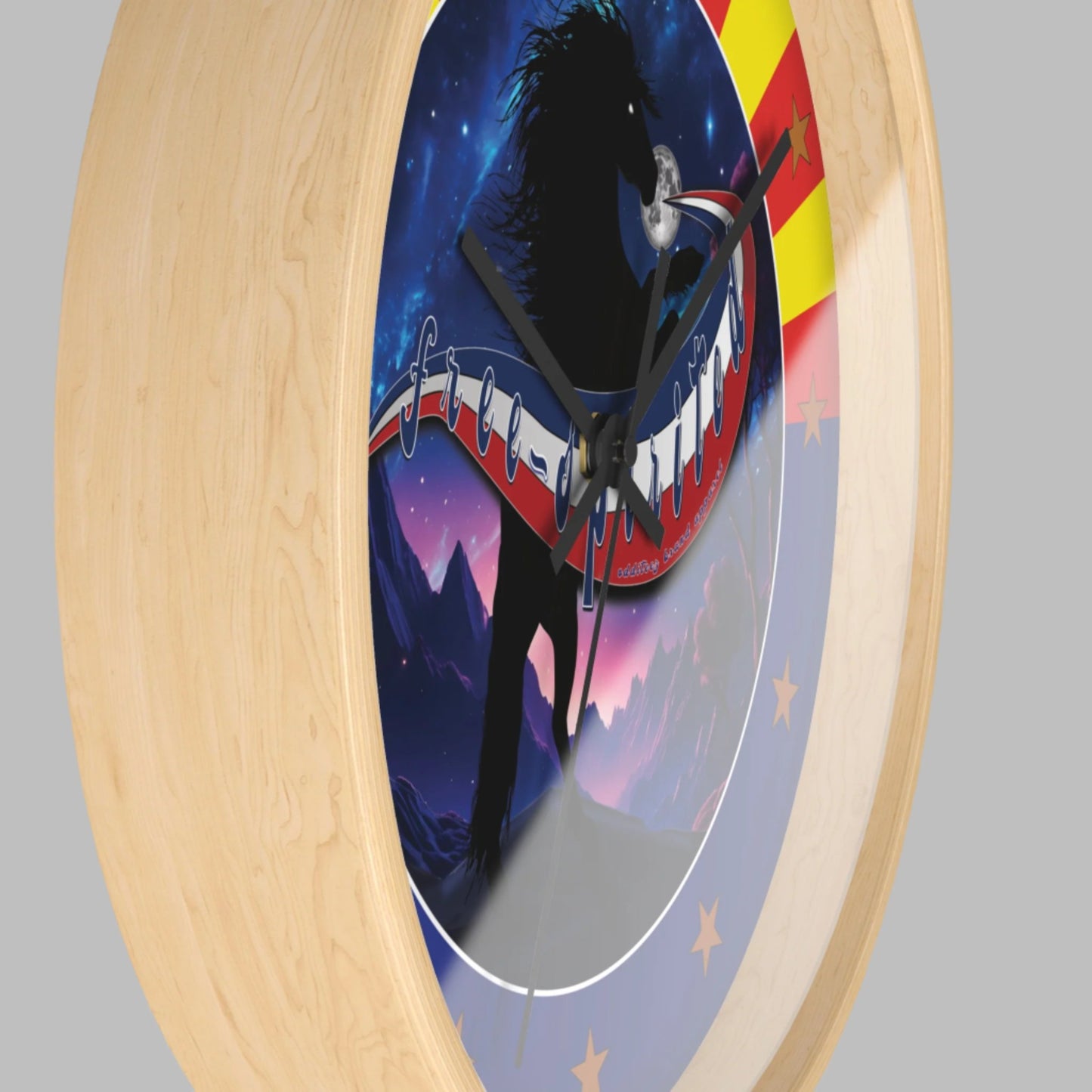 "Free-Spirited" AZ State Flag Round Wooden Wall Clock, 3 wooden finishes