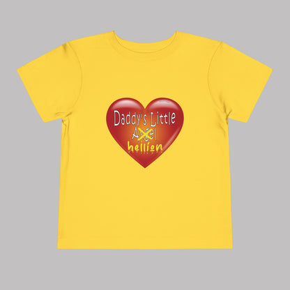 "Daddy's Little Hellion" Big Heart design, Unisex Toddler Short-Sleeve Graphic Print T-shirts