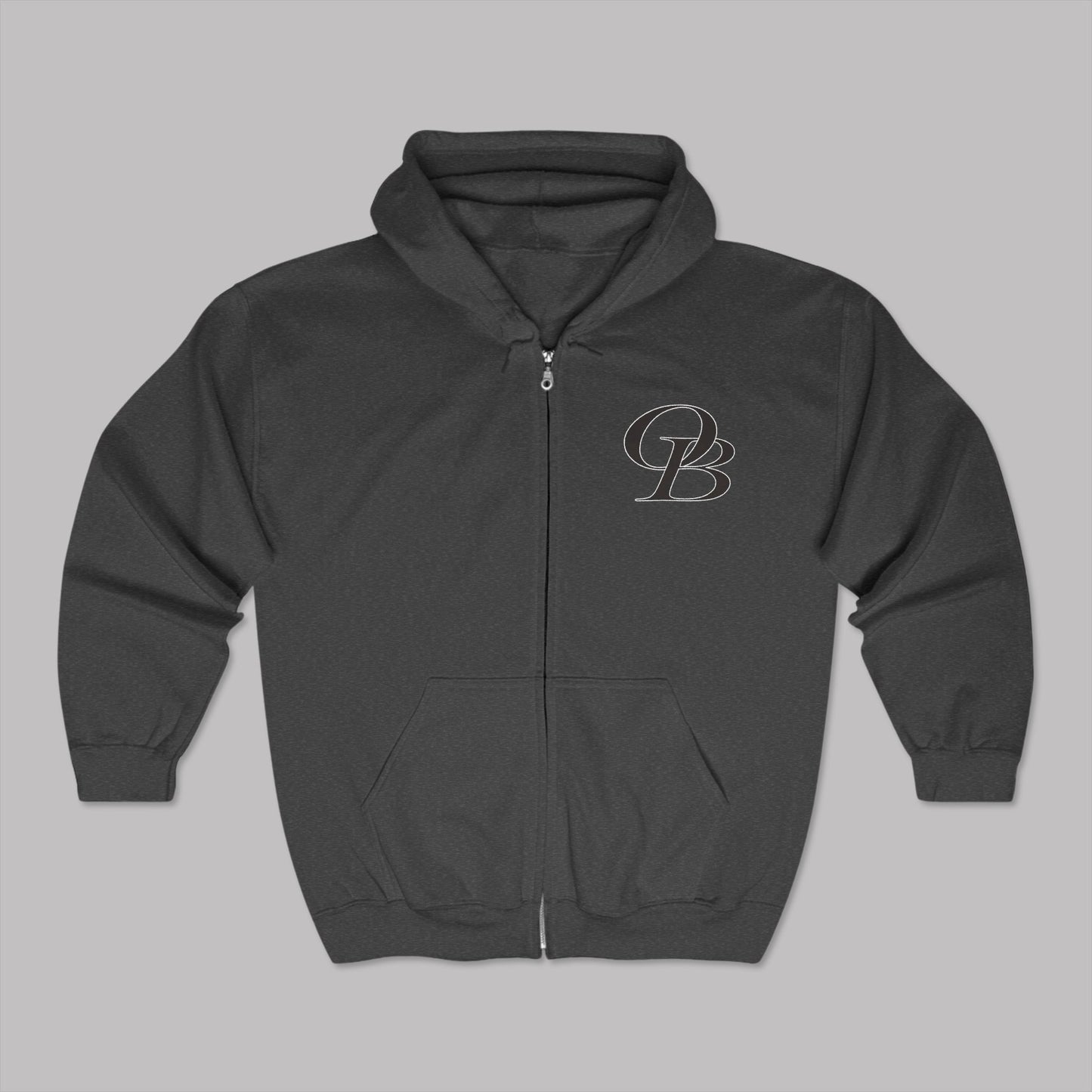 Phantom Black Varsity Letters logo design, Unisex Premium Heavy Blend™ Full-Zip Hoodie Sweater