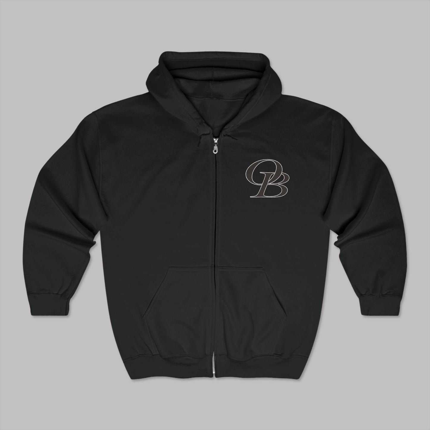 Phantom Black Varsity Letters logo design, Unisex Premium Heavy Blend™ Full-Zip Hoodie Sweater