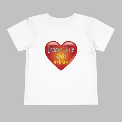 "Daddy's Little Hellion" Big Heart design, Unisex Toddler Short-Sleeve Graphic Print T-shirts