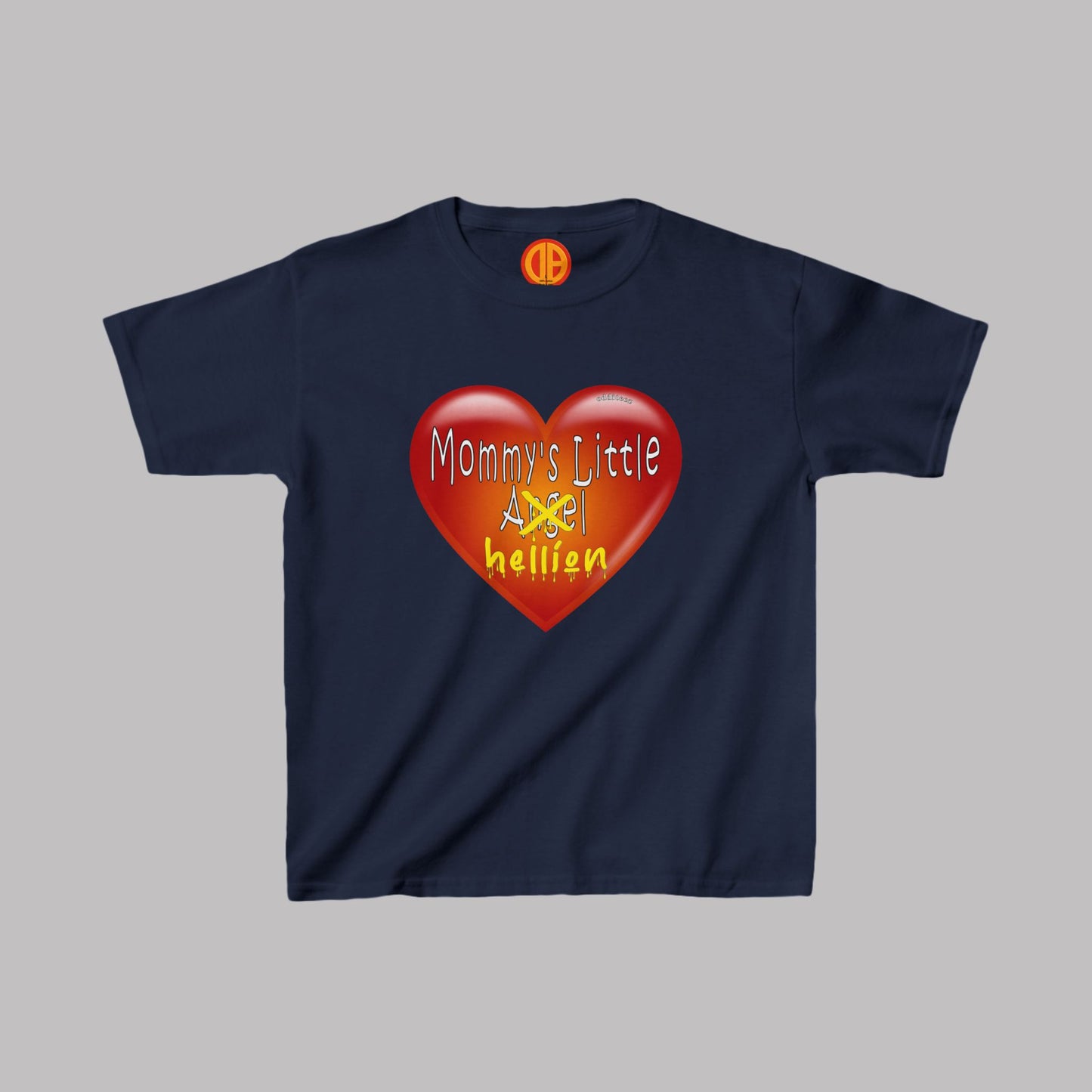 "Mommy's Little Hellion" heart design, Unisex Kids Short-Sleeve Heavy Cotton™ T-shirts