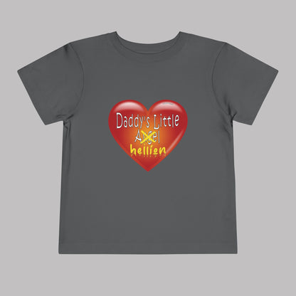 "Daddy's Little Hellion" Big Heart design, Unisex Toddler Short-Sleeve Graphic Print T-shirts