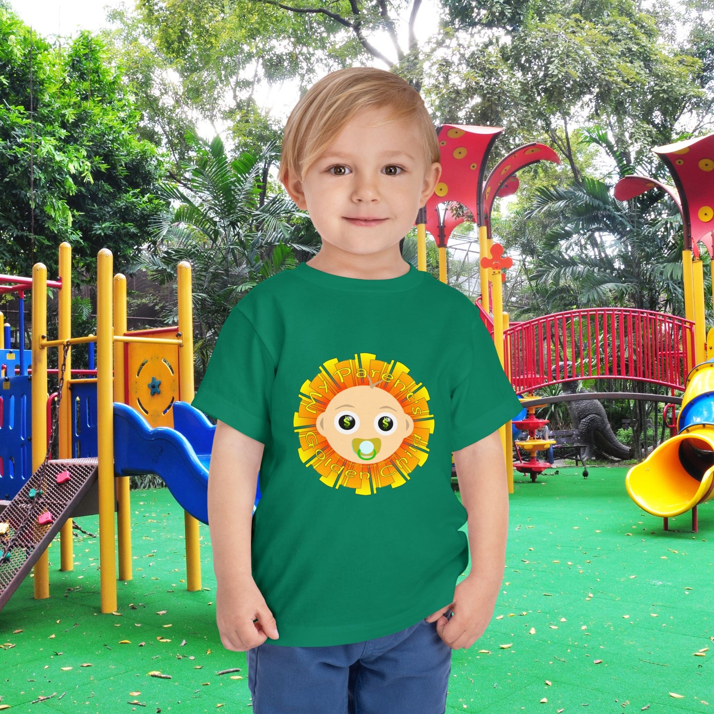 "My Parent's Golden Child" design, Unisex Toddler Short-Sleeve Graphic Print T-shirts
