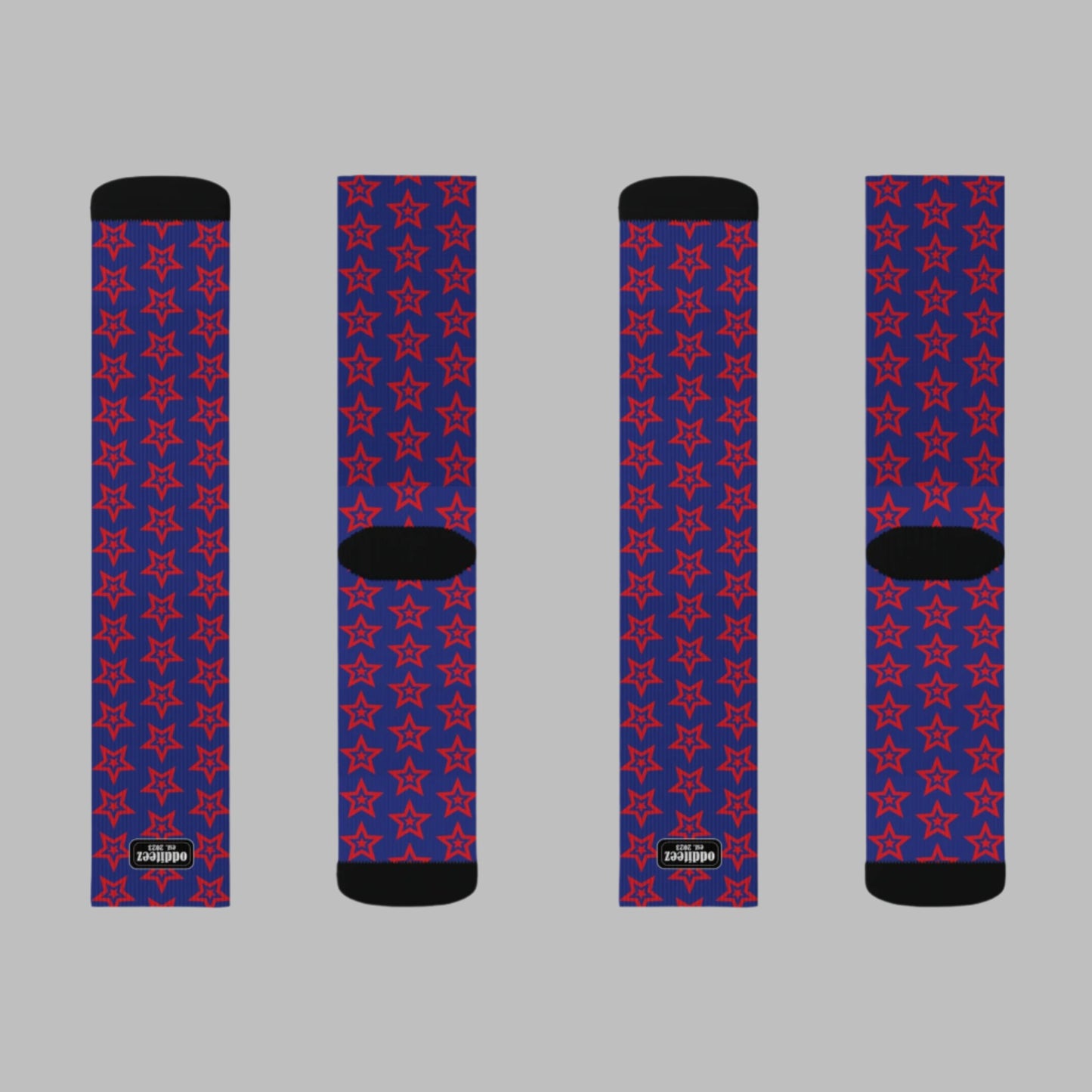 Red Star design, Dark Blue Unisex Calf-Length Sublimation Socks, 1 pair