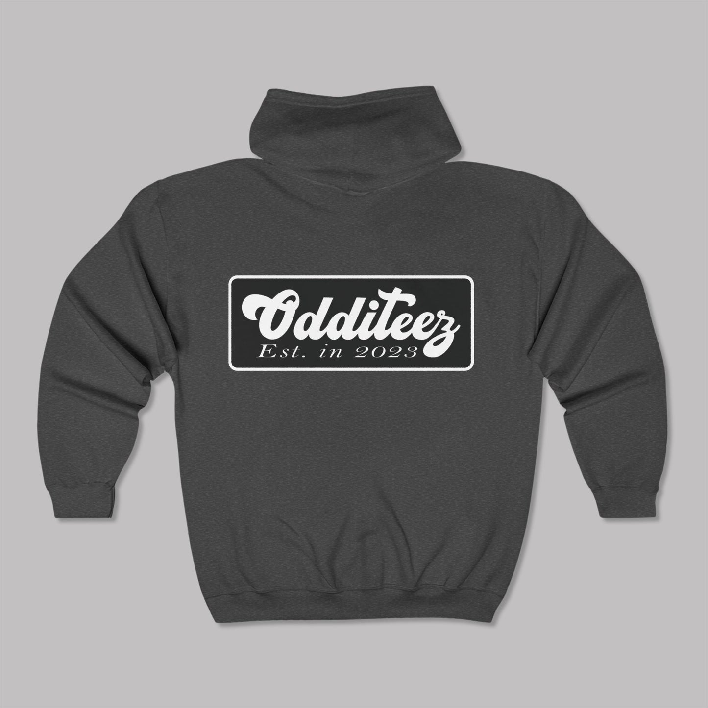 White Varsity Letters logo design, Unisex Premium Heavy Blend™ Full-Zip Hoodie Sweater