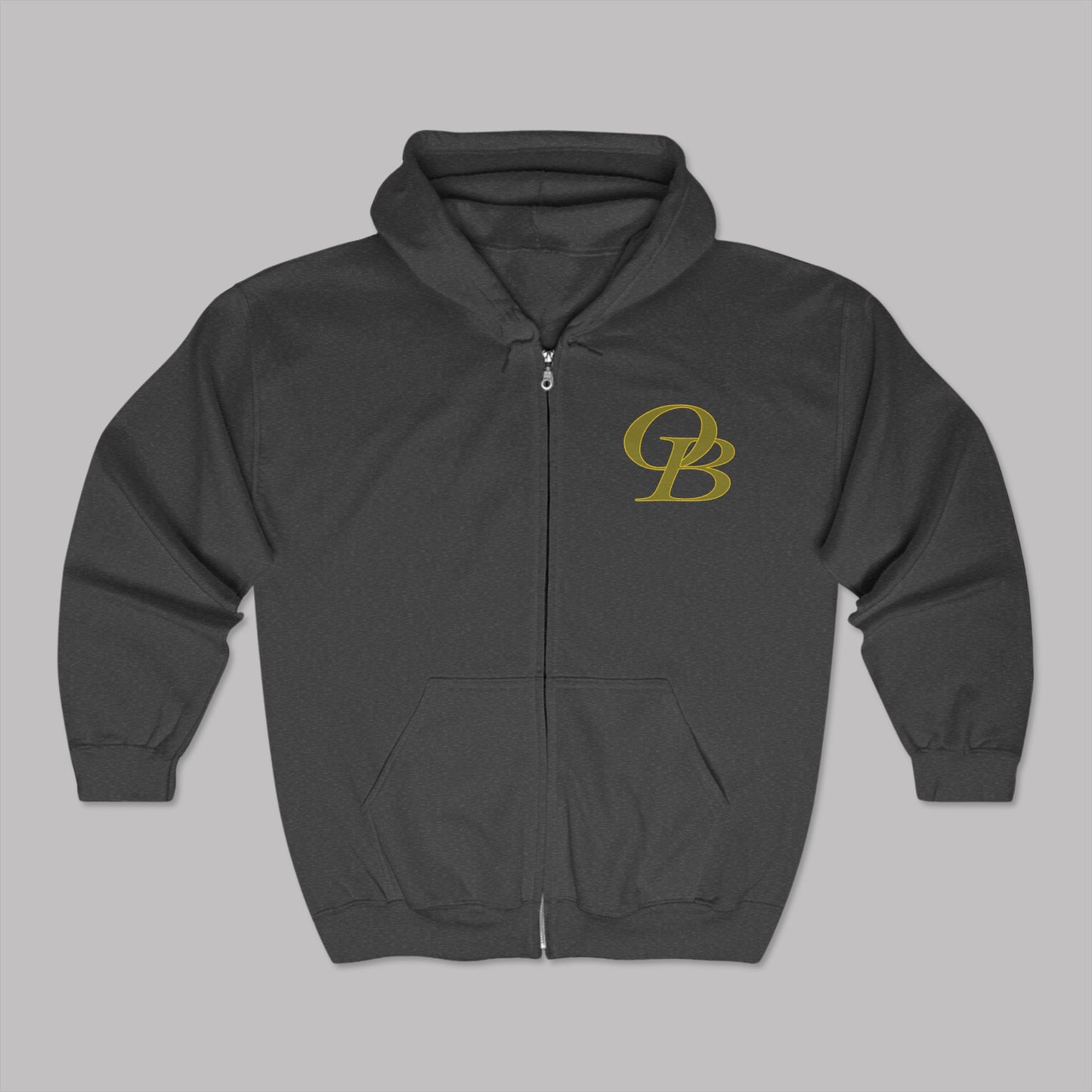 Golden Varsity Letters logo design, Unisex Premium Heavy Blend™ Full-Zip Hoodie Sweater