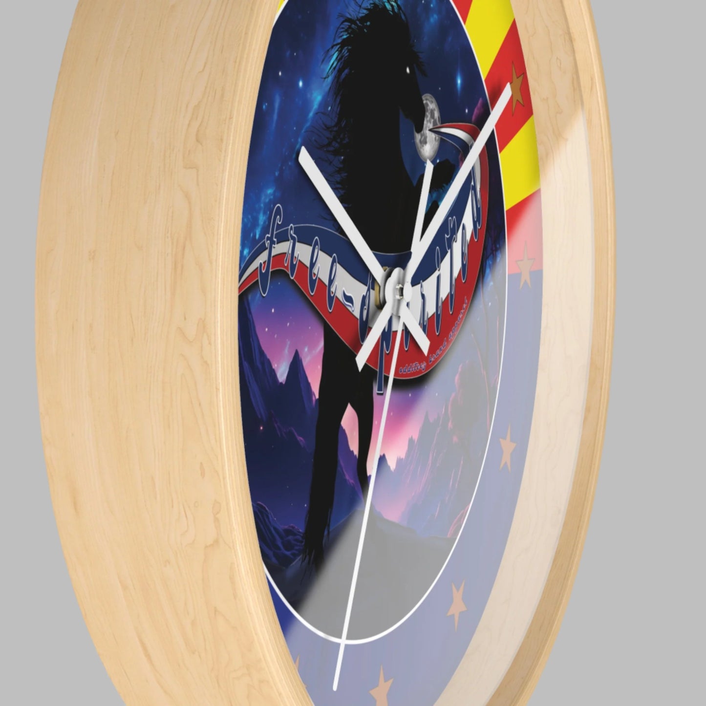 "Free-Spirited" AZ State Flag Round Wooden Wall Clock, 3 wooden finishes