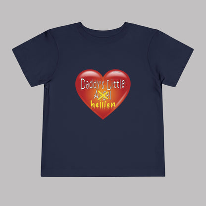 "Daddy's Little Hellion" Big Heart design, Unisex Toddler Short-Sleeve Graphic Print T-shirts