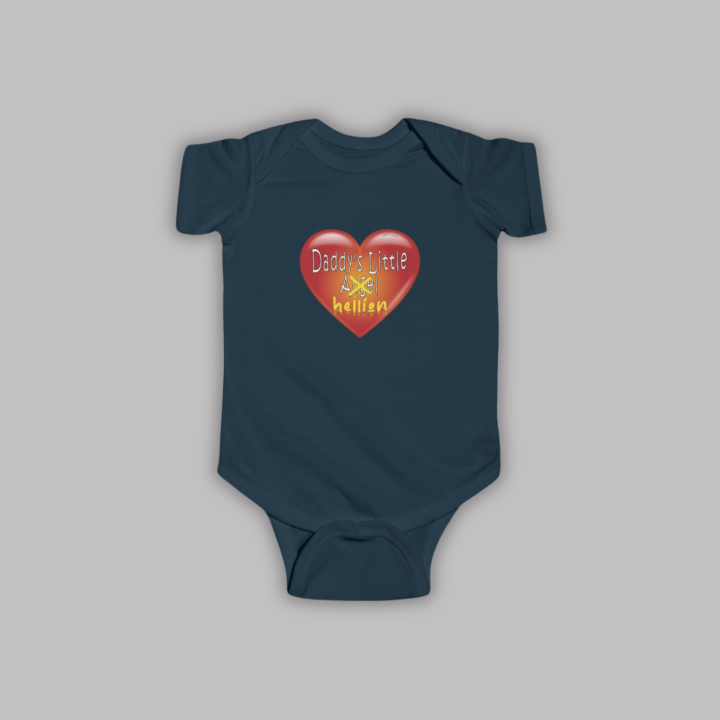 "Daddy's Little Hellion" design, Unisex Infant Fine Jersey Cotton Onesie Bodysuits