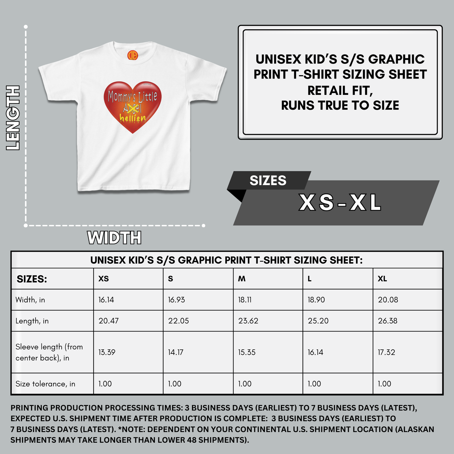 "Mommy's Little Hellion" Cat Post design, Unisex Kids' Short-Sleeve Heavy Cotton™ T-shirts