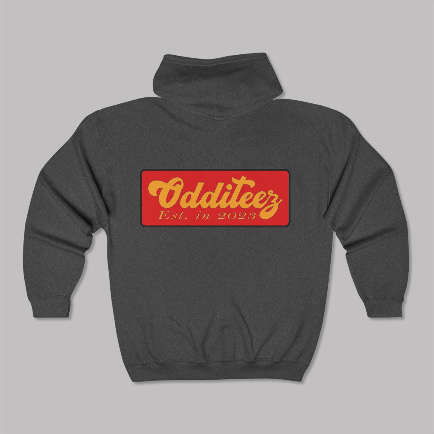 Dark Yellow Varsity Letters logo design, Unisex Premium Heavy Blend™ Full-Zip Hoodie Sweater