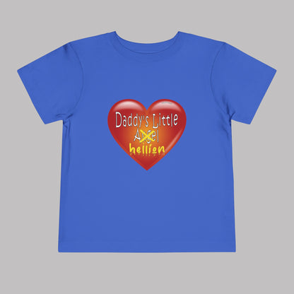 "Daddy's Little Hellion" Big Heart design, Unisex Toddler Short-Sleeve Graphic Print T-shirts