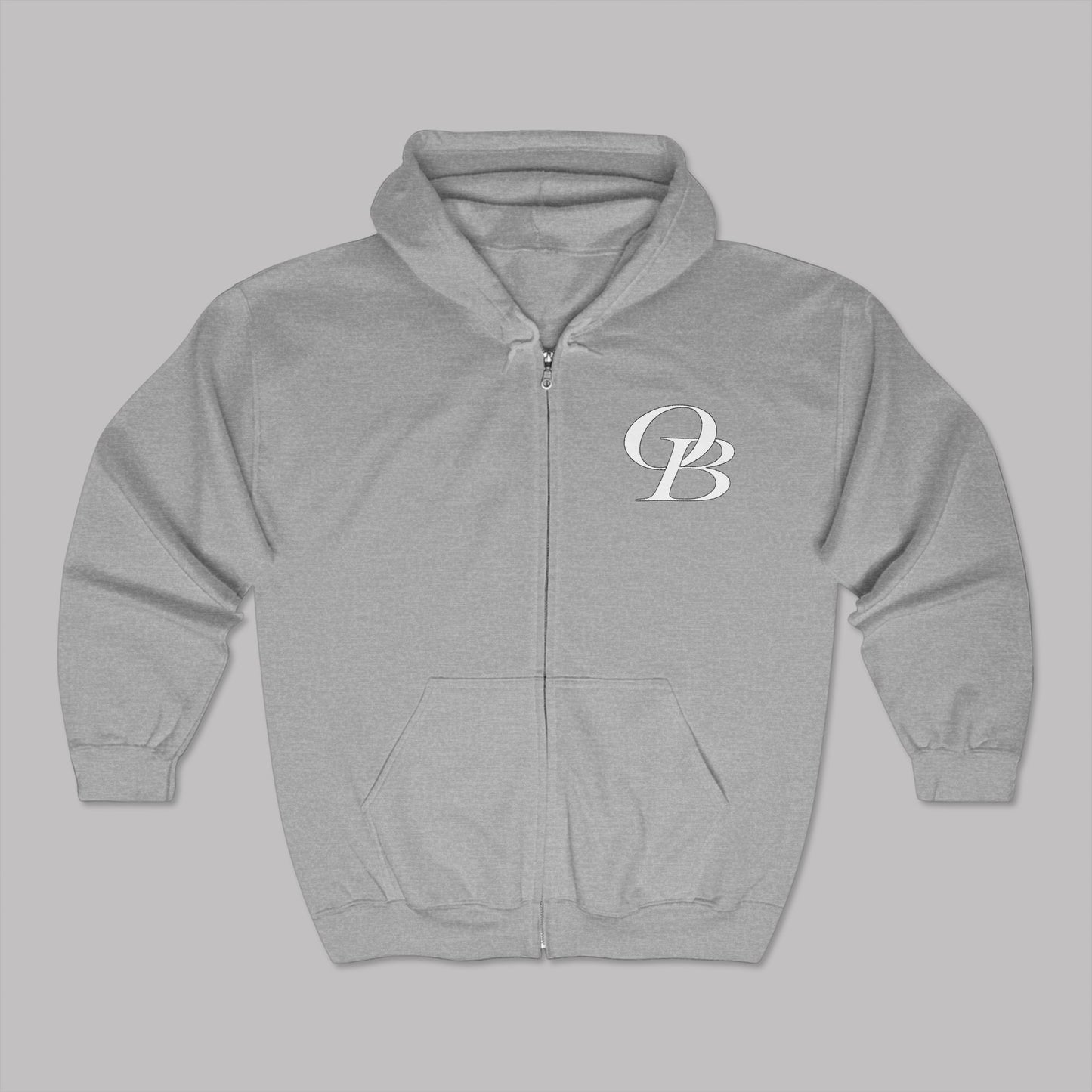 White Varsity Letters logo design, Unisex Premium Heavy Blend™ Full-Zip Hoodie Sweater