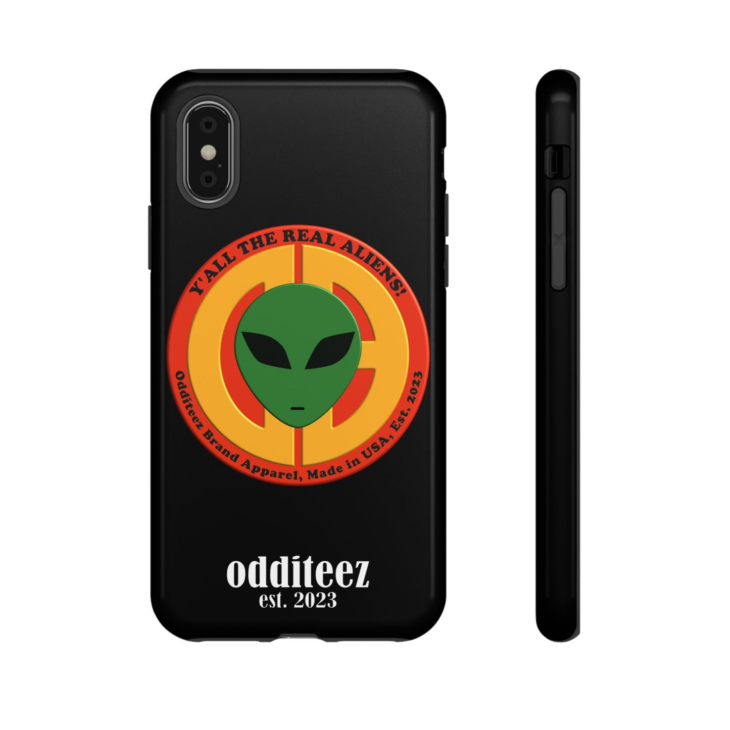 "Y'all the Real Aliens!" Black Glossy Tough Phone Cover Cases for iPhone, Samsung & Google Pixel phones