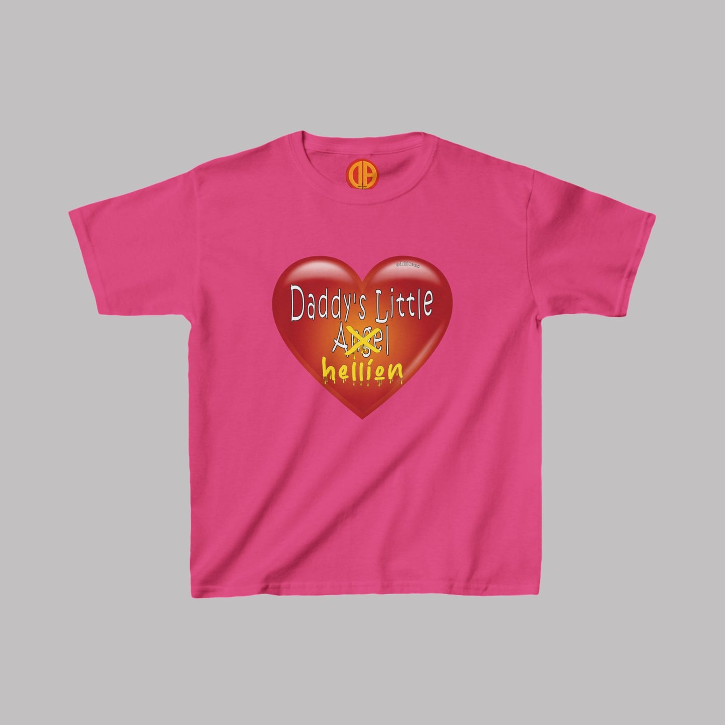 "Daddy's Little Hellion" heart design, Unisex Kids Short-Sleeve Heavy Cotton™ T-shirts