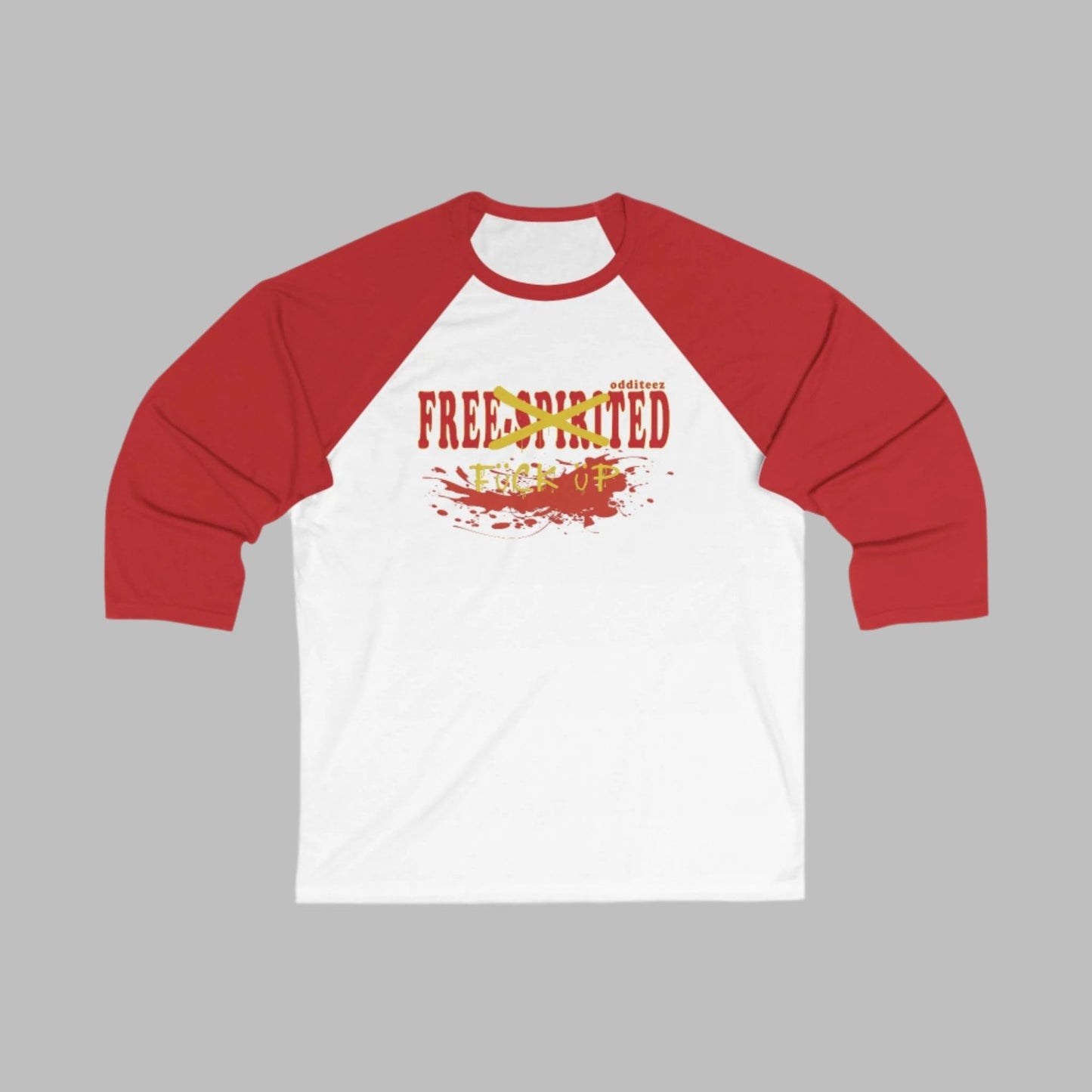 "Free-Spirited" graffiti design, Unisex Premium Tri-Blend 3/4 Baseball Sleeve T-Shirt