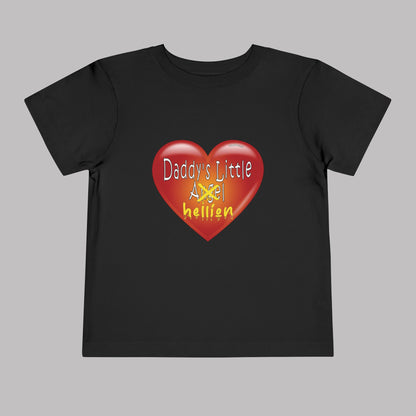 "Daddy's Little Hellion" Big Heart design, Unisex Toddler Short-Sleeve Graphic Print T-shirts