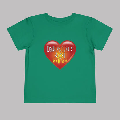"Daddy's Little Hellion" Big Heart design, Unisex Toddler Short-Sleeve Graphic Print T-shirts