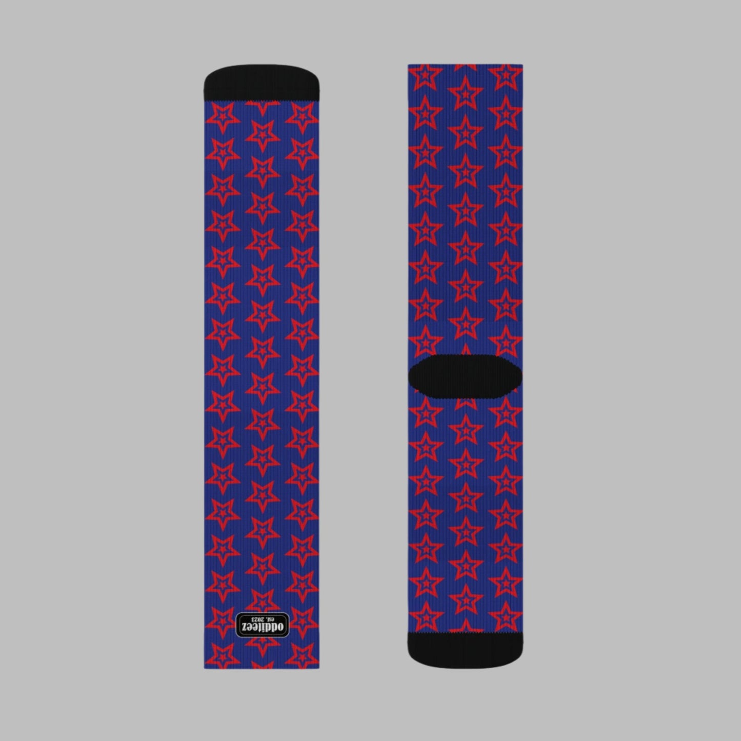 Red Star design, Dark Blue Unisex Calf-Length Sublimation Socks, 1 pair