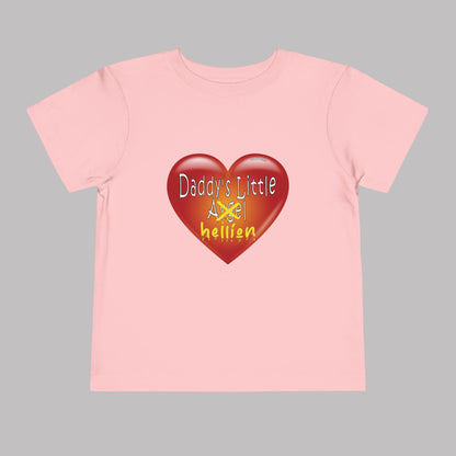 "Daddy's Little Hellion" Big Heart design, Unisex Toddler Short-Sleeve Graphic Print T-shirts