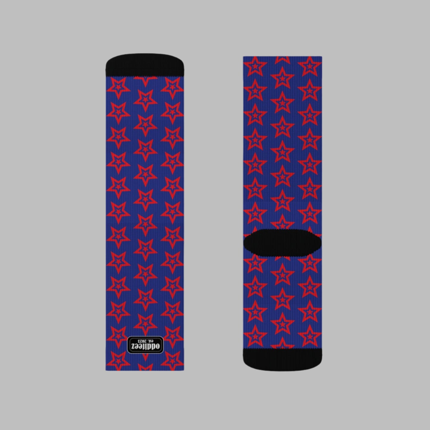 Red Star design, Dark Blue Unisex Calf-Length Sublimation Socks, 1 pair