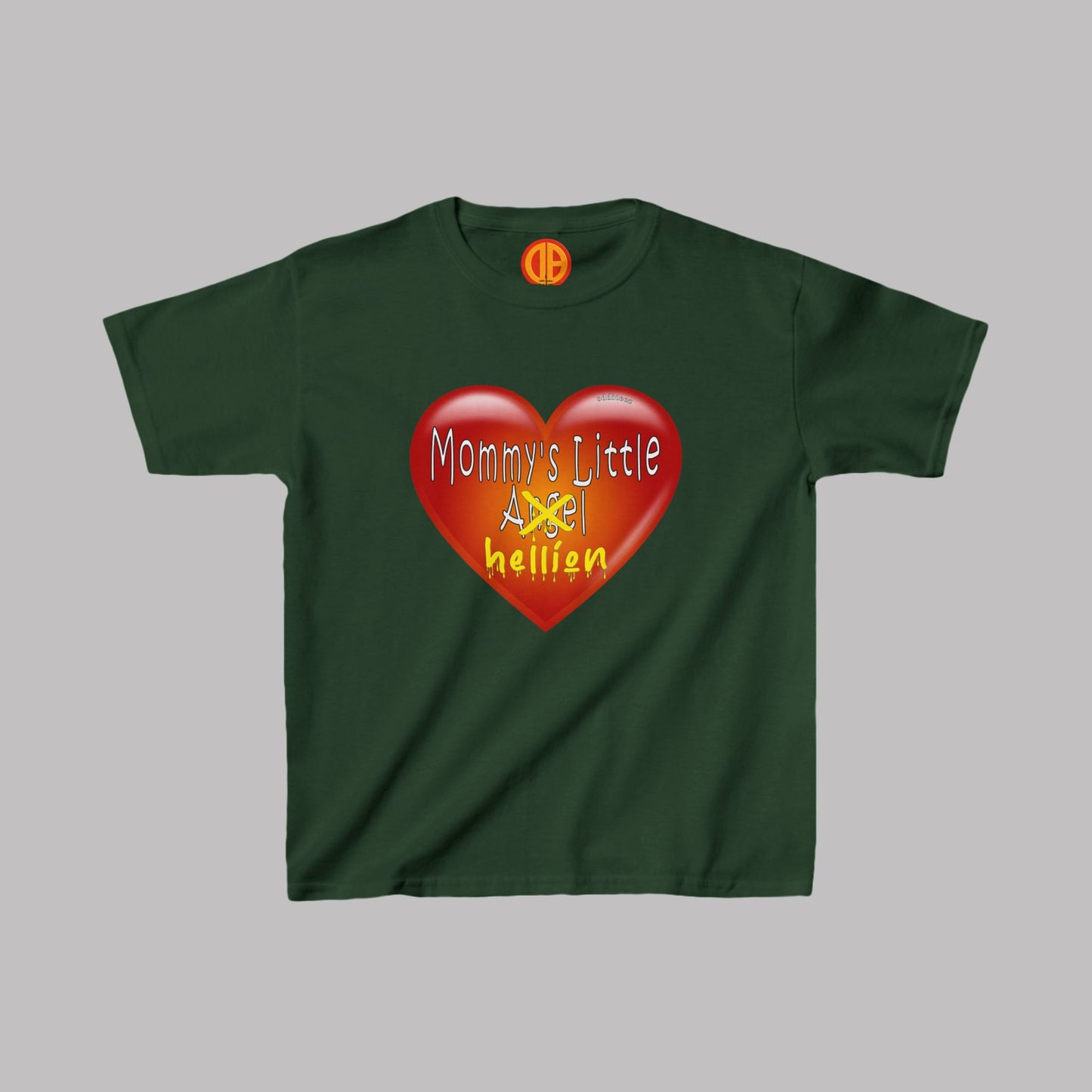 "Mommy's Little Hellion" heart design, Unisex Kids Short-Sleeve Heavy Cotton™ T-shirts