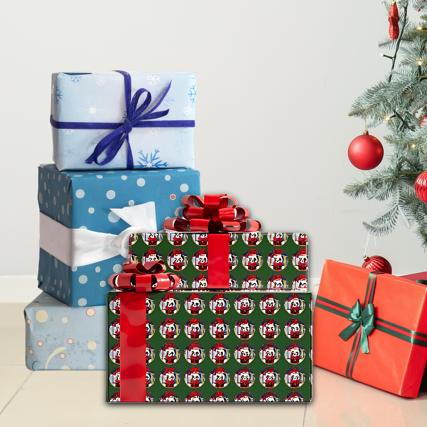 "JINGLE BALLS" design, Gift-Wrapping Paper Sheets or Rolls (multiple sizes)