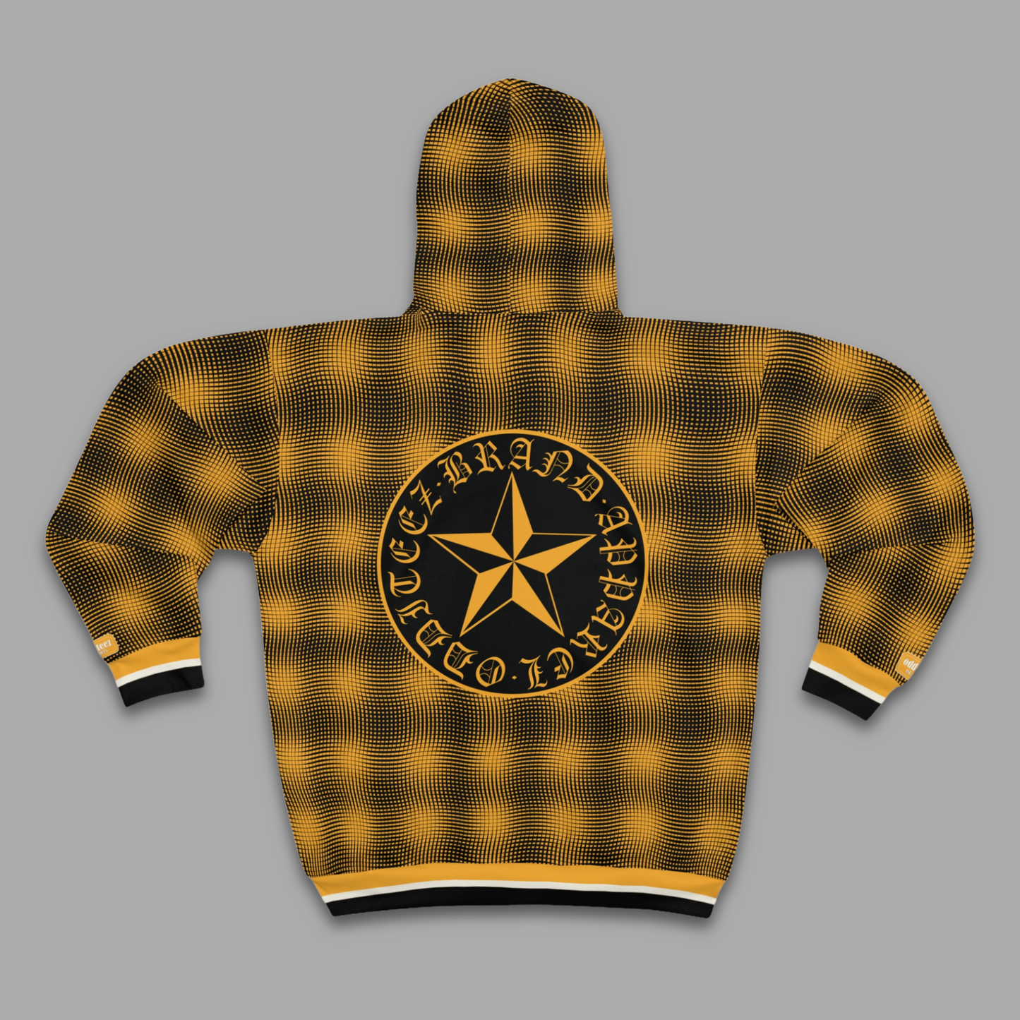 Wavy Vibrational pattern design, Mellow Yellow Premium Unisex AOP Full-Zip Hoodie Sweater Jacket