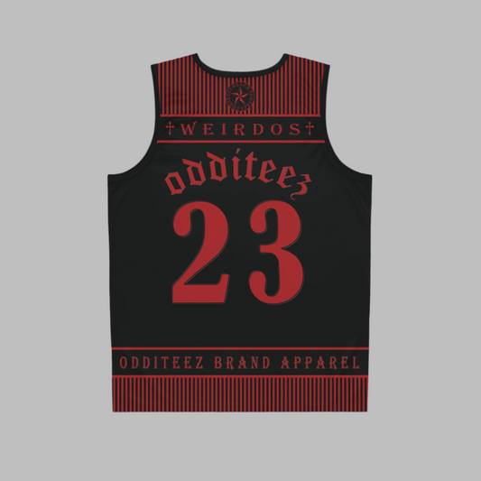 “Team Weirdos" Devils Red logo design, Phantom Black Men's Basketball Jersey Tank Top