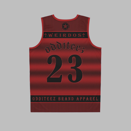 “Team Weirdos" Phantom Black logo design, Devil's Red Men's Basketball Jersey Tank Top
