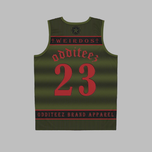 “Team Weirdos" Devil's Red logo design, Military Green Men's Basketball Jersey Tank Top