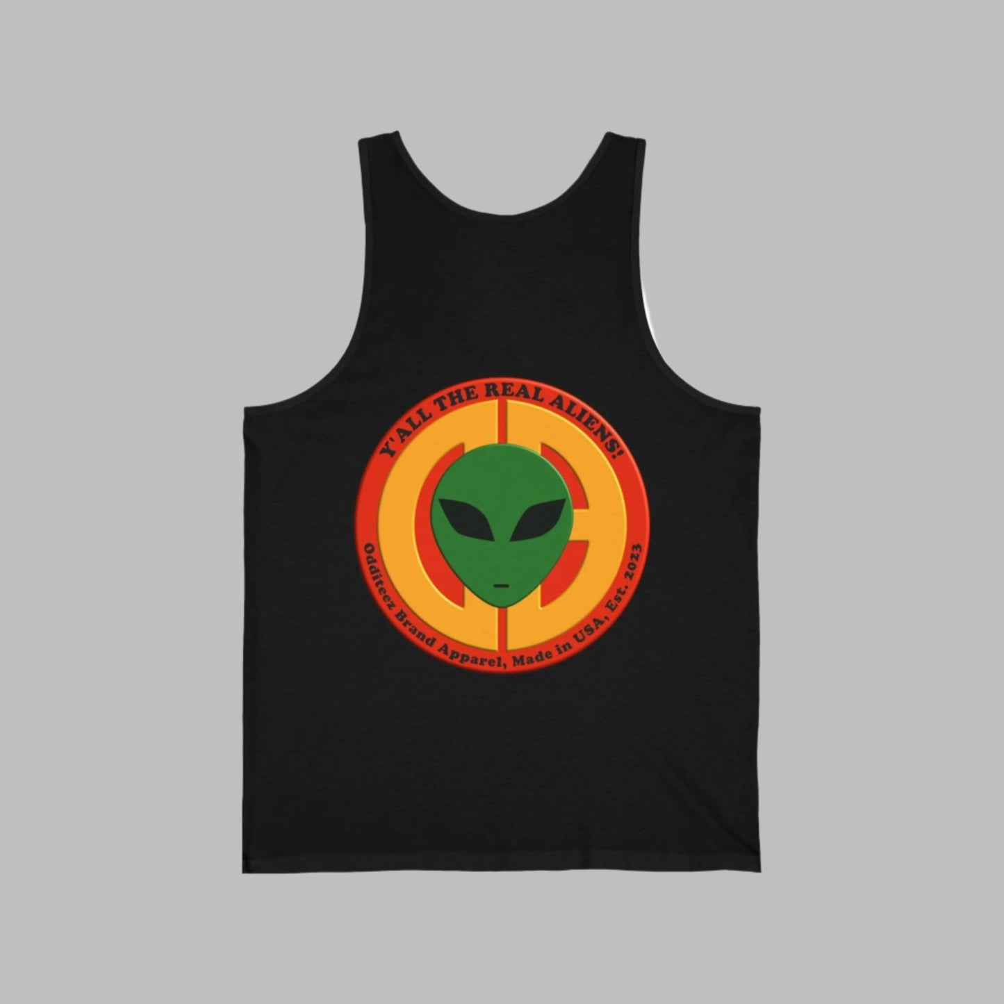 Back view of black YTRA tank top